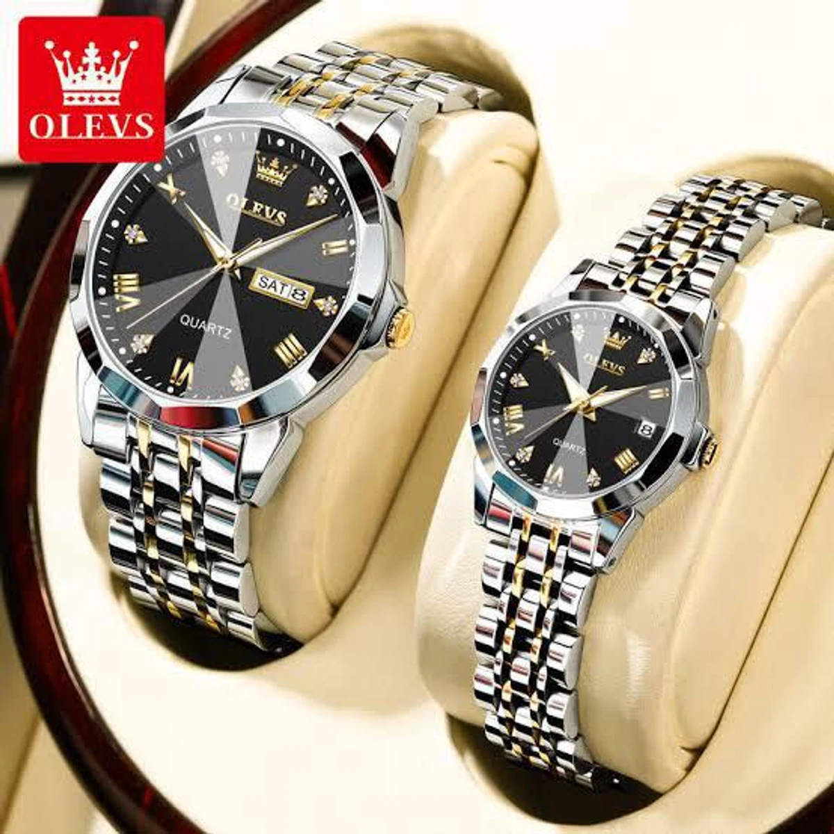 Couple OliveZ নতুন ডিজাইনের পুরুষদের জন্য ঘড়ি SILVER GOLDEN BLACK