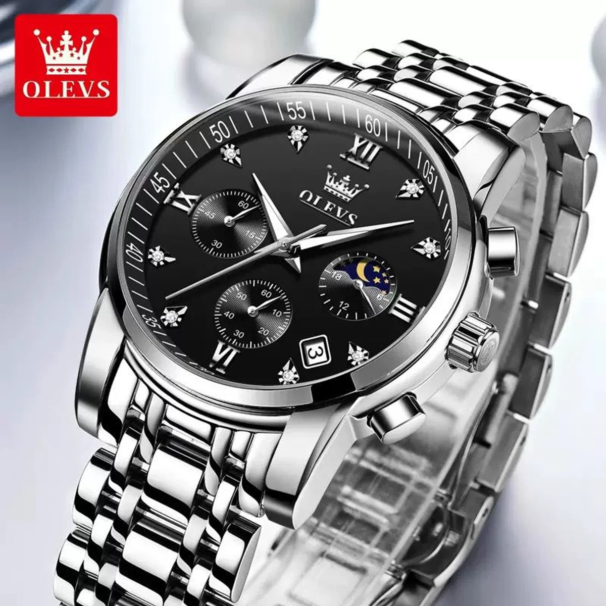 OLIVESZ 2200 নতুন ডিজাইনের পুরুষদের জন্য ঘড়ি  SILVER BLACK