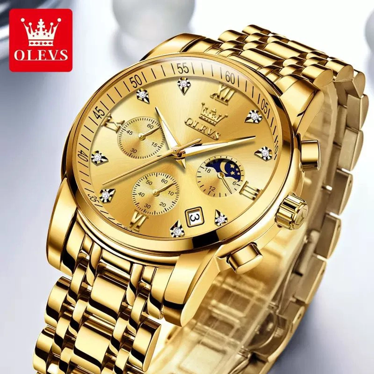 OLIVESZ 2200 নতুন ডিজাইনের পুরুষদের জন্য ঘড়ি  GOLDEN