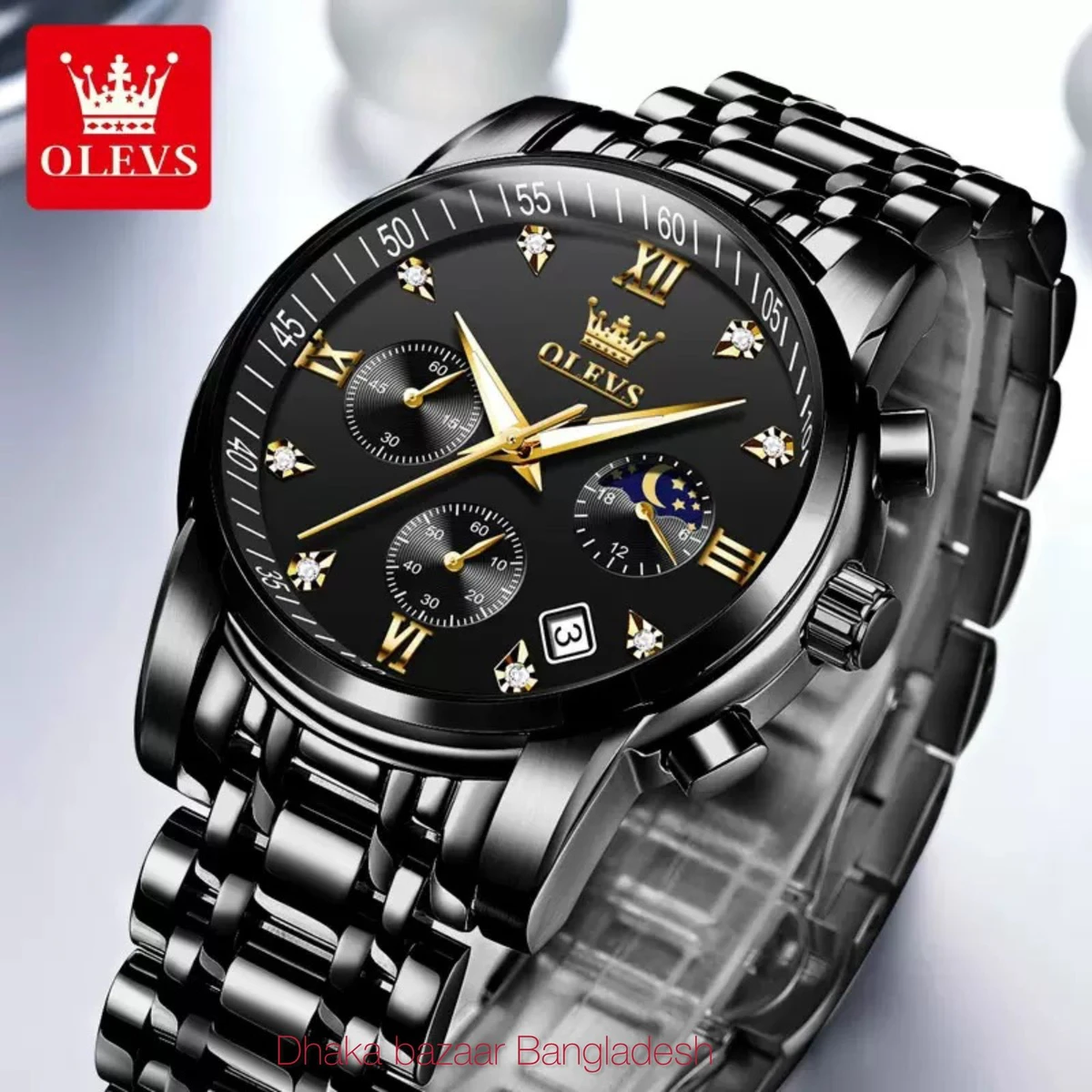 OLIVESZ 2200 নতুন ডিজাইনের পুরুষদের জন্য ঘড়ি  BLACK