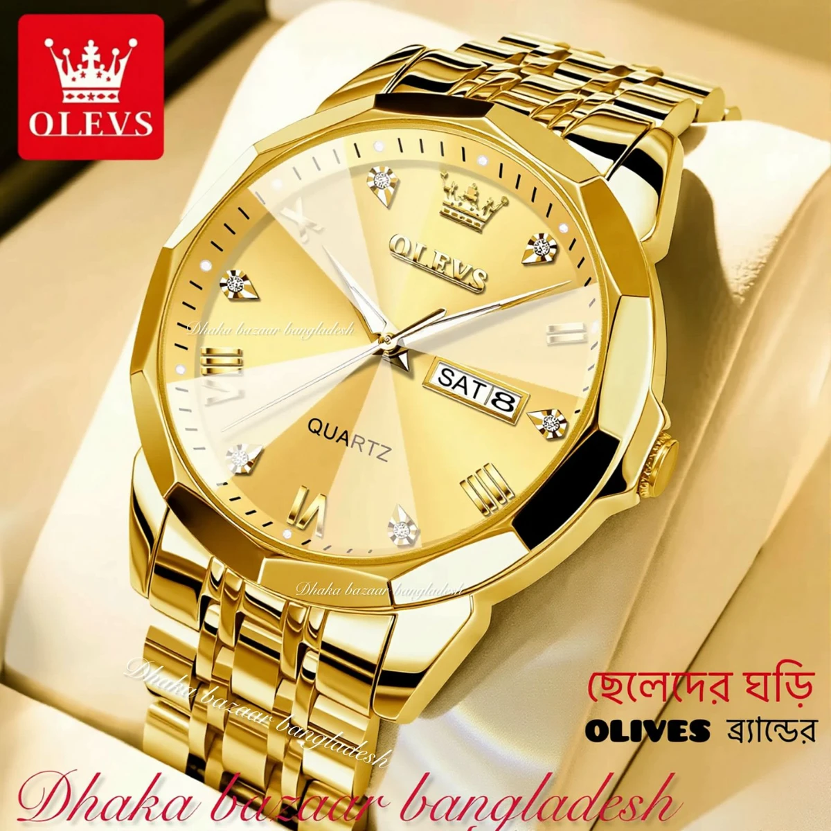 OliveZ নতুন ডিজাইনের পুরুষদের জন্য ঘড়ি GOLDEN