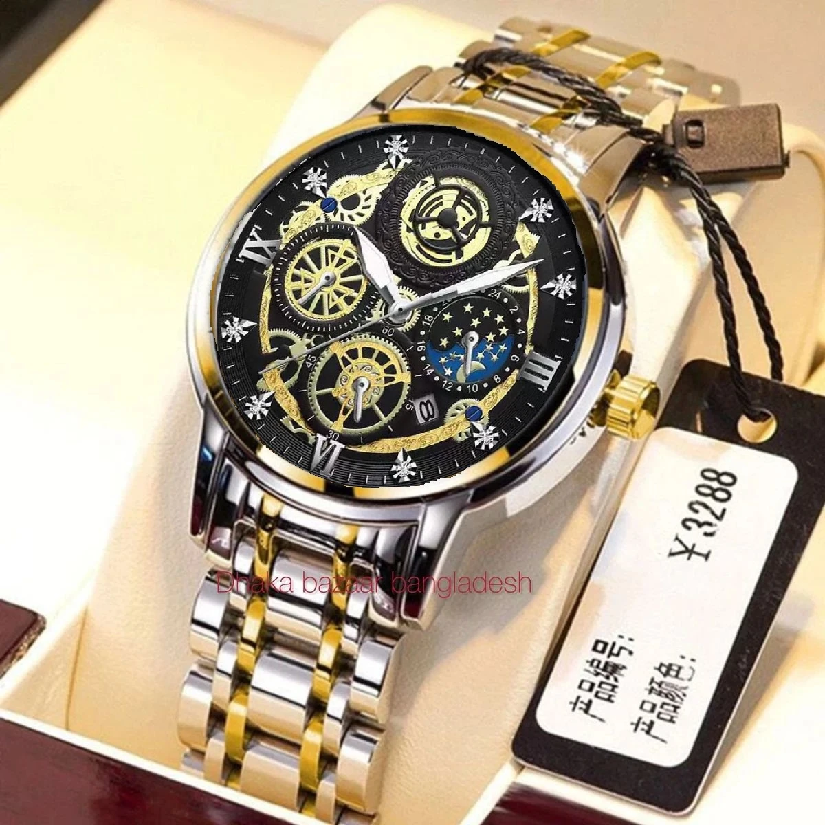 4010 BIN পুরুষের জন্য নন মেকানিক্যাল ওয়াটার প্রুফ ঘড়ি SILVER GOLDEN BLACK