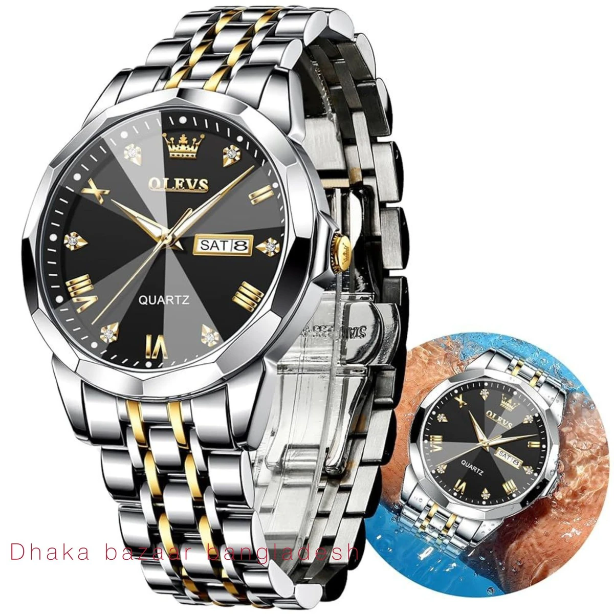 OliveZ নতুন ডিজাইনের পুরুষদের জন্য ঘড়ি BSILVER GOLDEN BLACK