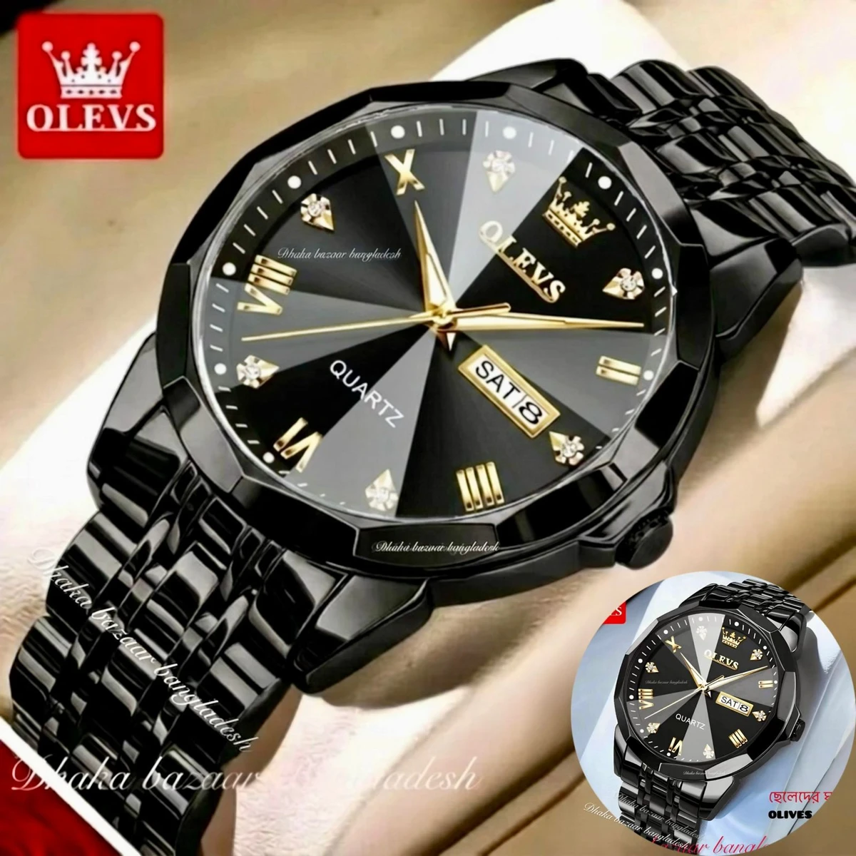 OliveZ নতুন ডিজাইনের পুরুষদের জন্য ঘড়ি BLACK