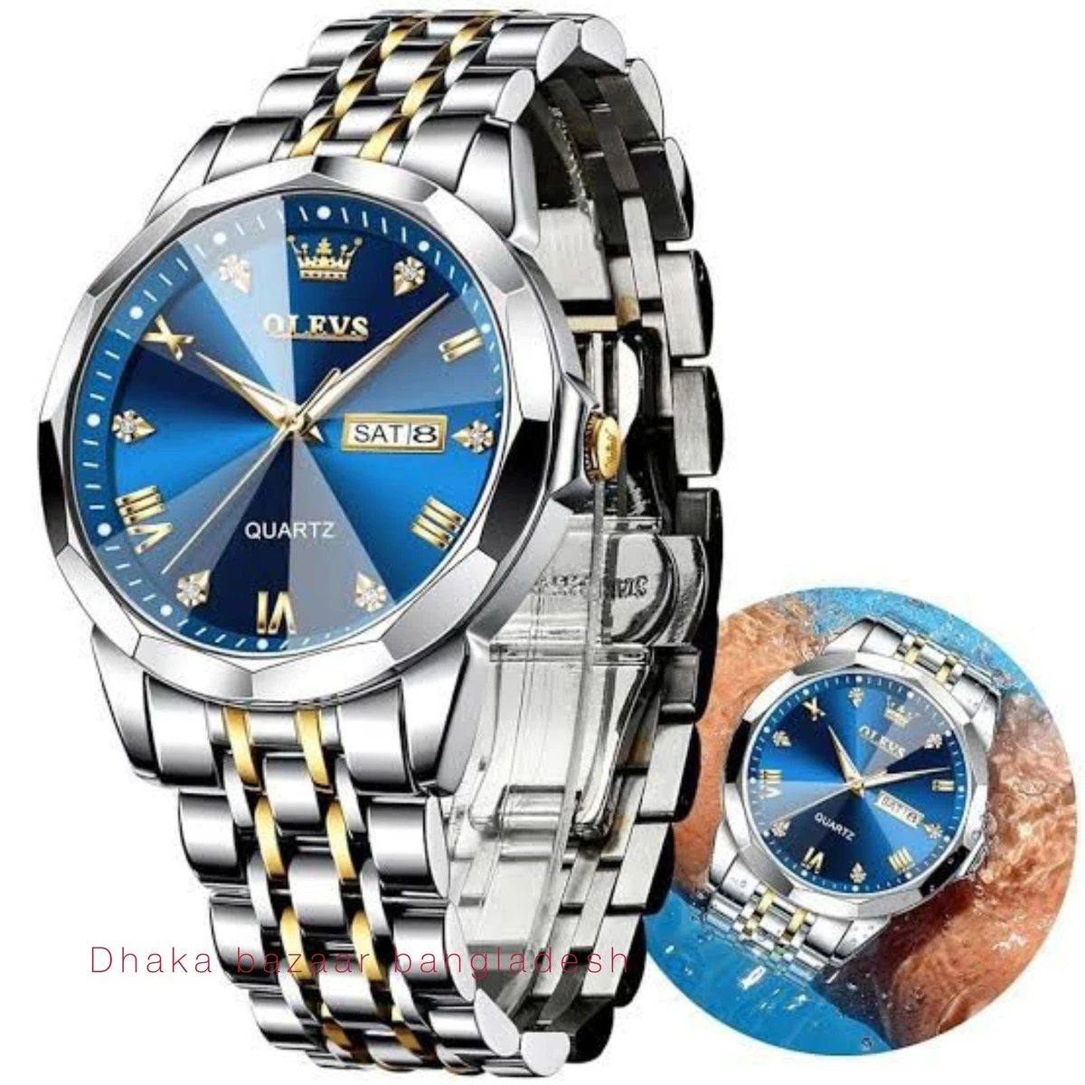OliveZ নতুন ডিজাইনের পুরুষদের জন্য ঘড়ি BSILVER GOLDEN BLUE