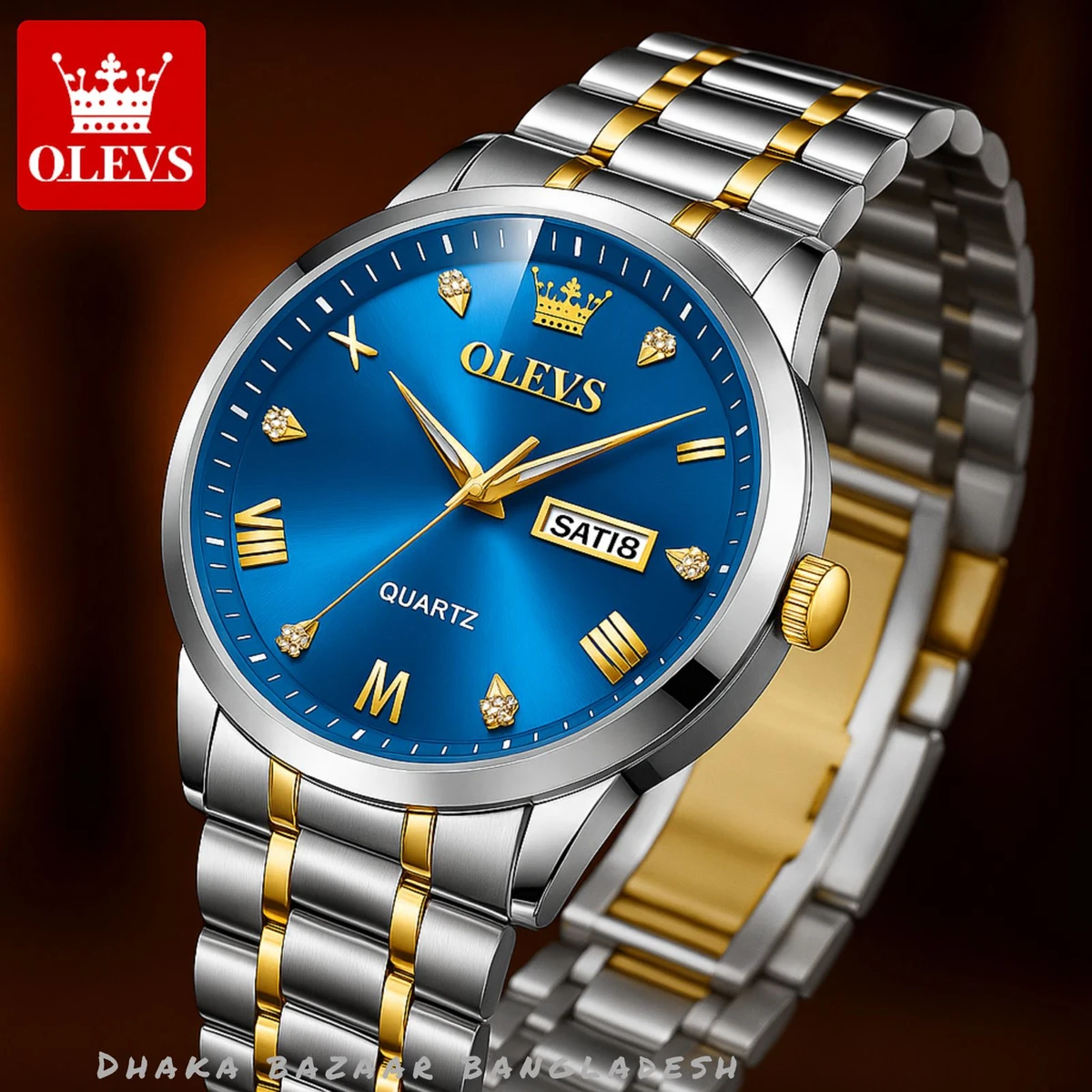 OliveZ নতুন ডিজাইনের পুরুষদের জন্য ঘড়ি BSILVER GOLDEN BLUE