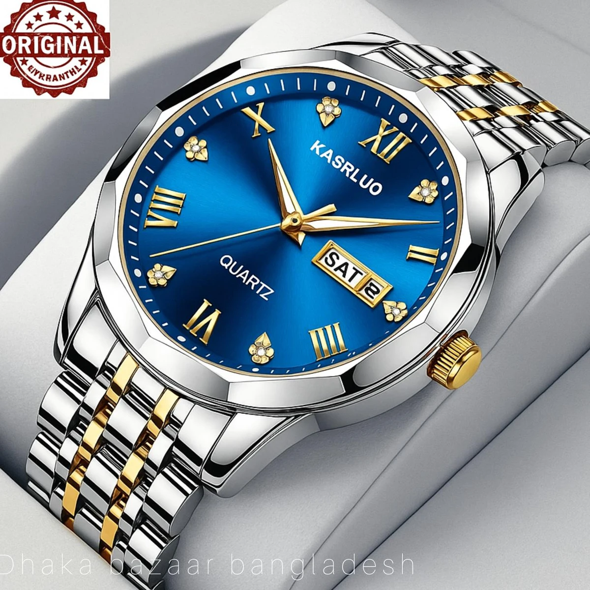 KAS MAN নতুন ডিজাইনের পুরুষদের জন্য ঘড়ি SILVER GOLDEN BLUE