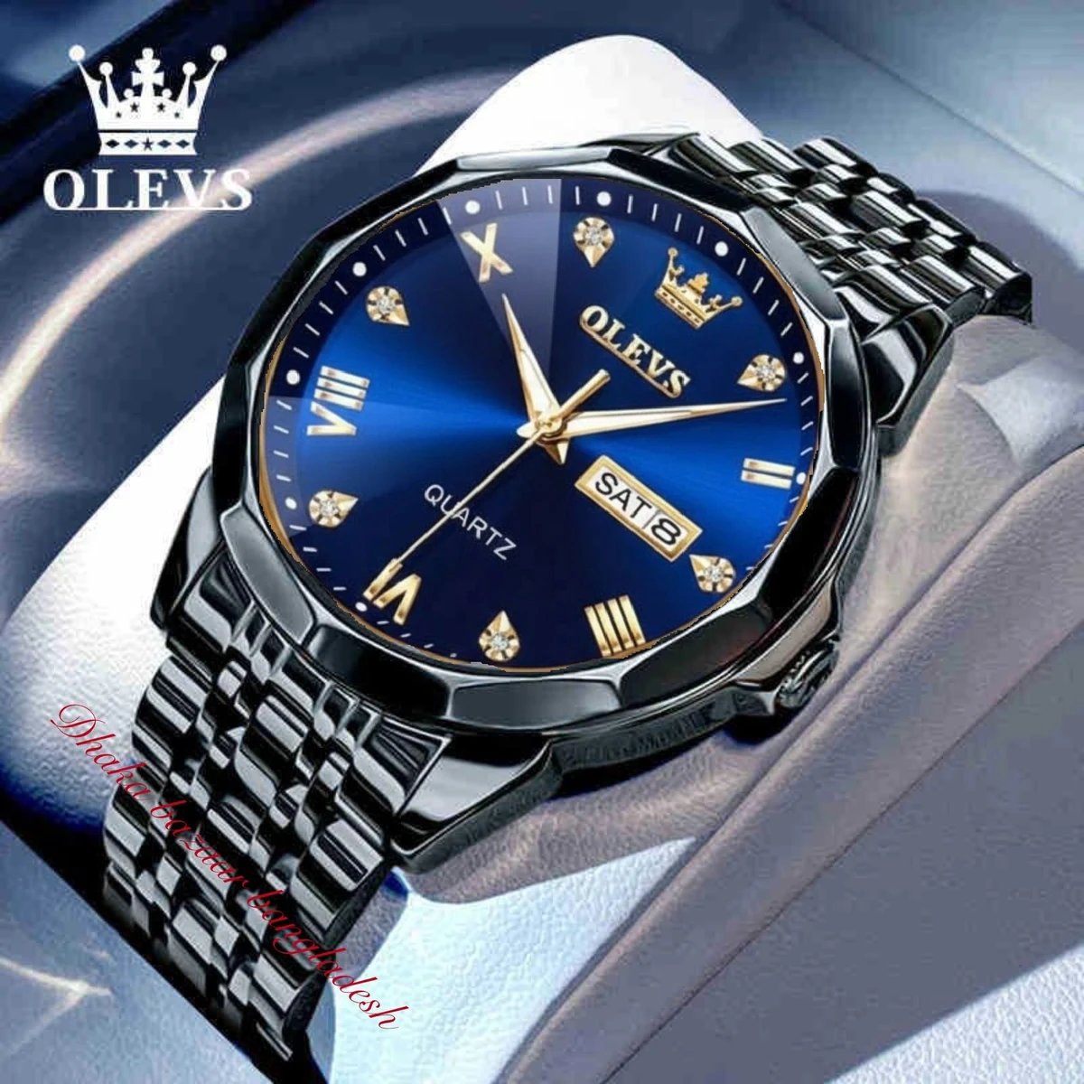 OliveZ নতুন ডিজাইনের পুরুষদের জন্য ঘড়ি BLACK BLUE