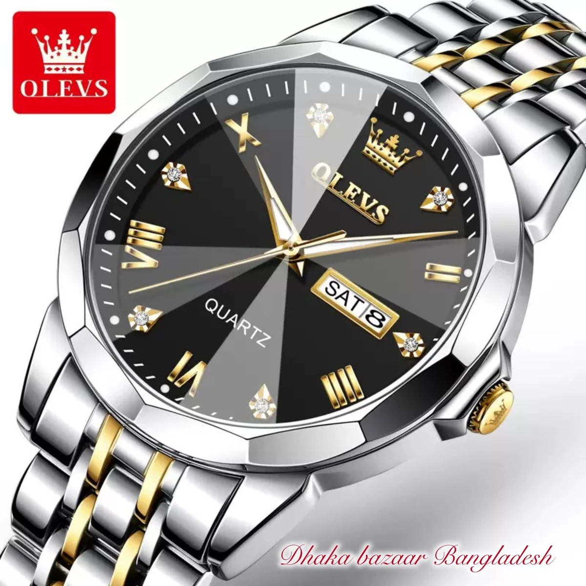 OliveZ নতুন ডিজাইনের পুরুষদের জন্য ঘড়ি BSILVER GOLDEN BLACK