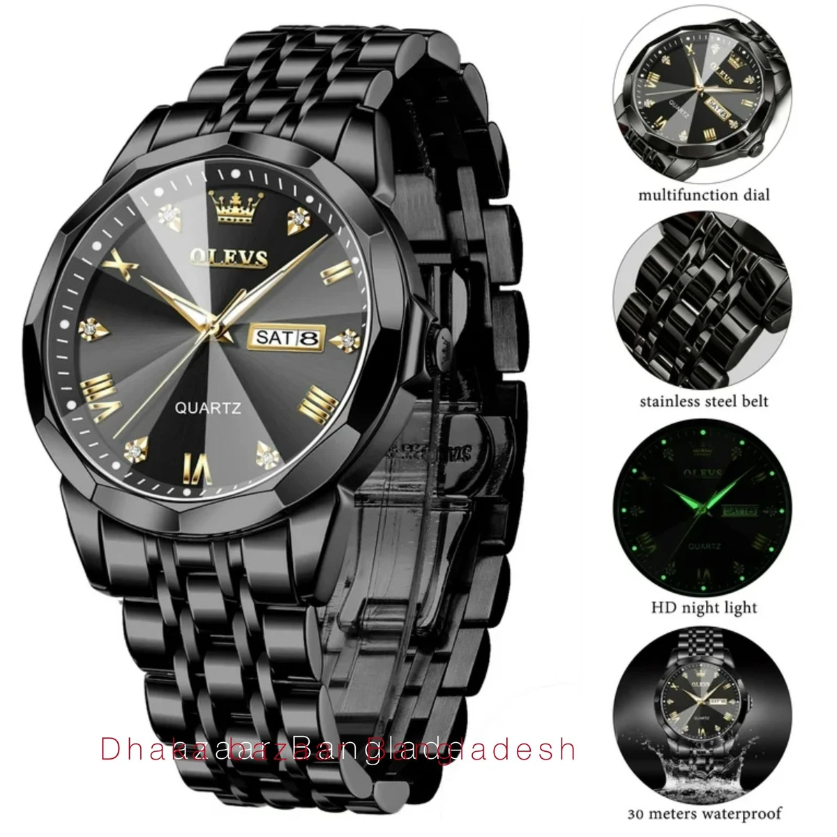 OliveZ নতুন ডিজাইনের পুরুষদের জন্য ঘড়ি BLACK
