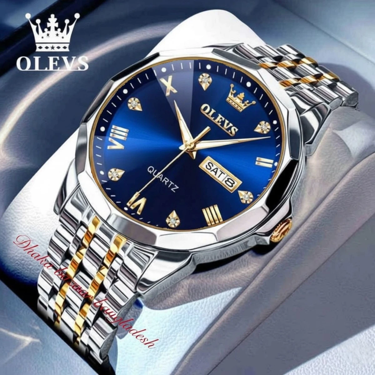 OliveZ নতুন ডিজাইনের পুরুষদের জন্য ঘড়ি BSILVER GOLDEN BLUE