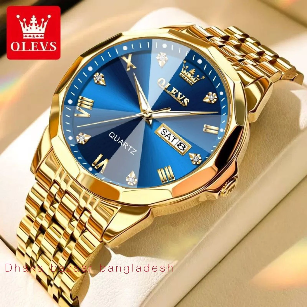 OliveZ নতুন ডিজাইনের পুরুষদের জন্য ঘড়ি GOLDEN BLUE