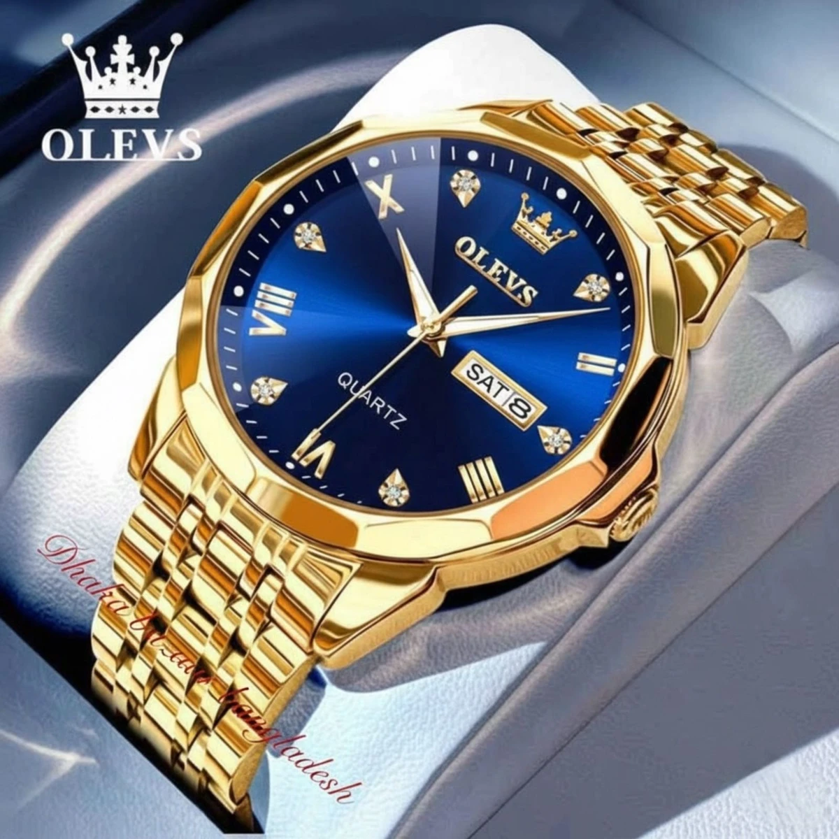 OliveZ নতুন ডিজাইনের পুরুষদের জন্য ঘড়ি GOLDEN BLUE