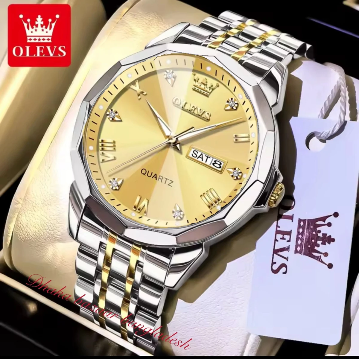 OliveZ নতুন ডিজাইনের পুরুষদের জন্য ঘড়ি SILVER GOLDEN GOLDEN