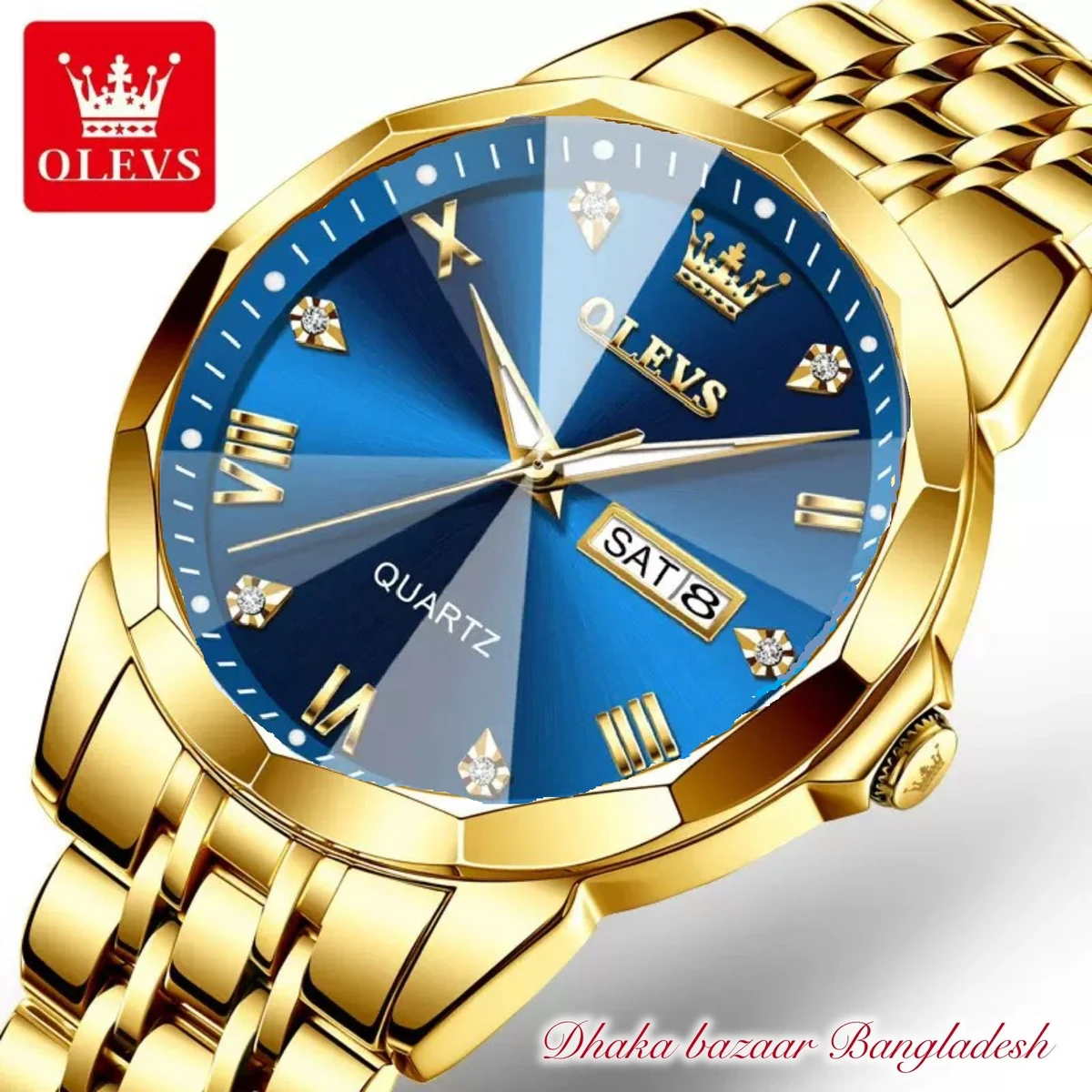 OliveZ নতুন ডিজাইনের পুরুষদের জন্য ঘড়ি GOLDEN BLUE