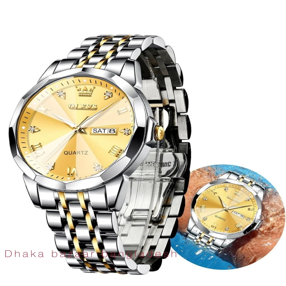 OliveZ নতুন ডিজাইনের পুরুষদের জন্য ঘড়ি SILVER GOLDEN GOLDEN