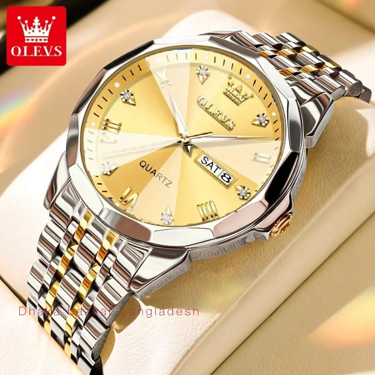 OliveZ নতুন ডিজাইনের পুরুষদের জন্য ঘড়ি SILVER GOLDEN GOLDEN