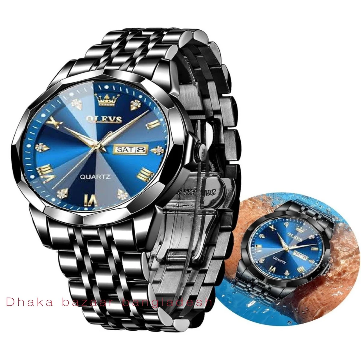 OliveZ নতুন ডিজাইনের পুরুষদের জন্য ঘড়ি BLACK BLUE