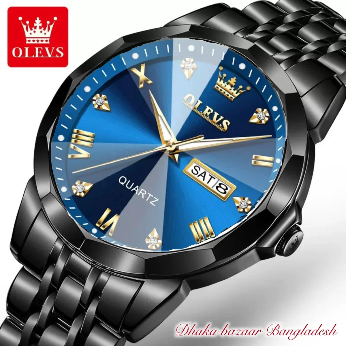 OliveZ নতুন ডিজাইনের পুরুষদের জন্য ঘড়ি BLACK BLUE