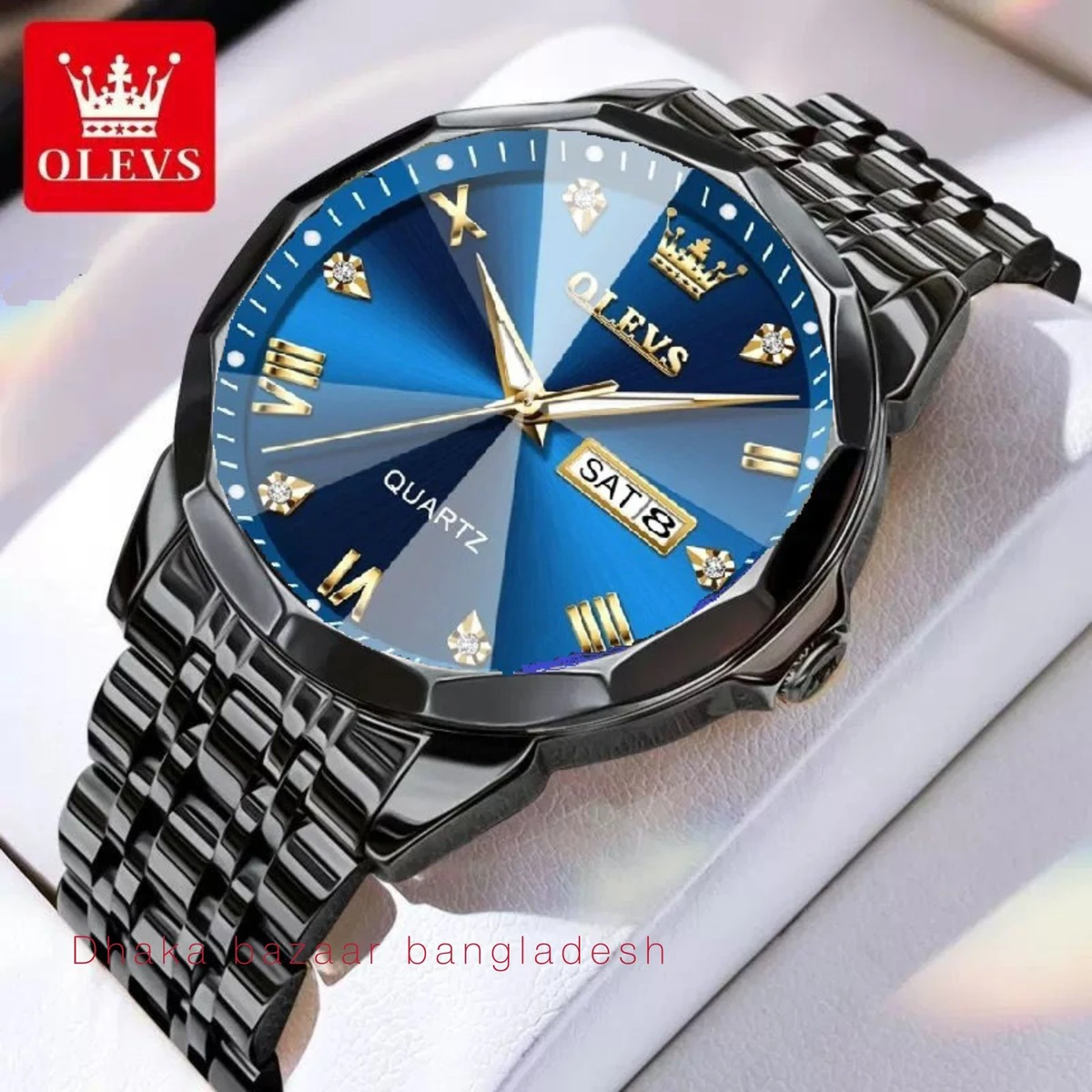 OliveZ নতুন ডিজাইনের পুরুষদের জন্য ঘড়ি BLACK BLUE