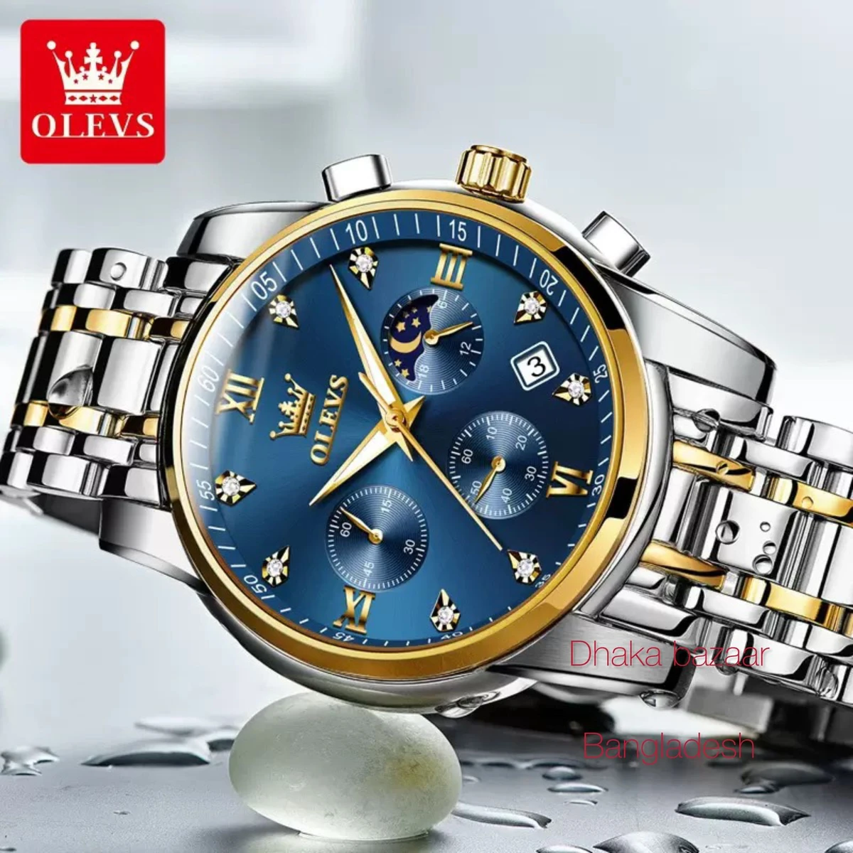 OLIVESZ 2200 নতুন ডিজাইনের পুরুষদের জন্য ঘড়ি SILVER GOLDEN BLUE