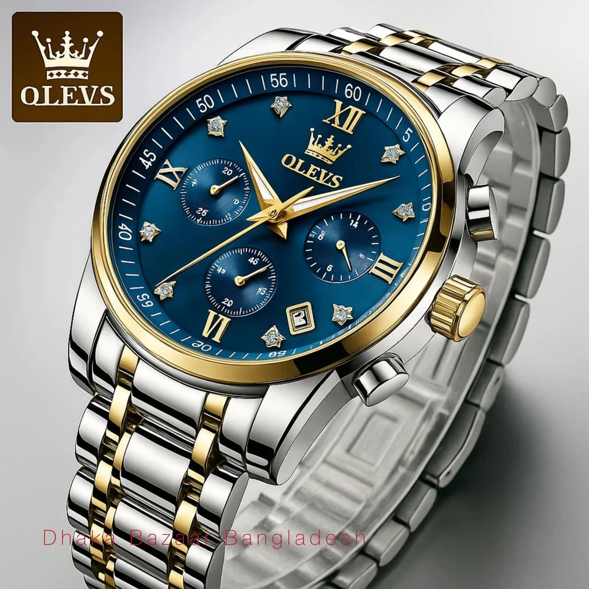OLIVESZ 2200 নতুন ডিজাইনের পুরুষদের জন্য ঘড়ি SILVER GOLDEN BLUE