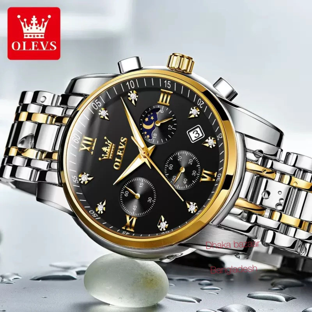 OLIVESZ 2200 নতুন ডিজাইনের পুরুষদের জন্য ঘড়ি SILVER GOLDEN BLACK