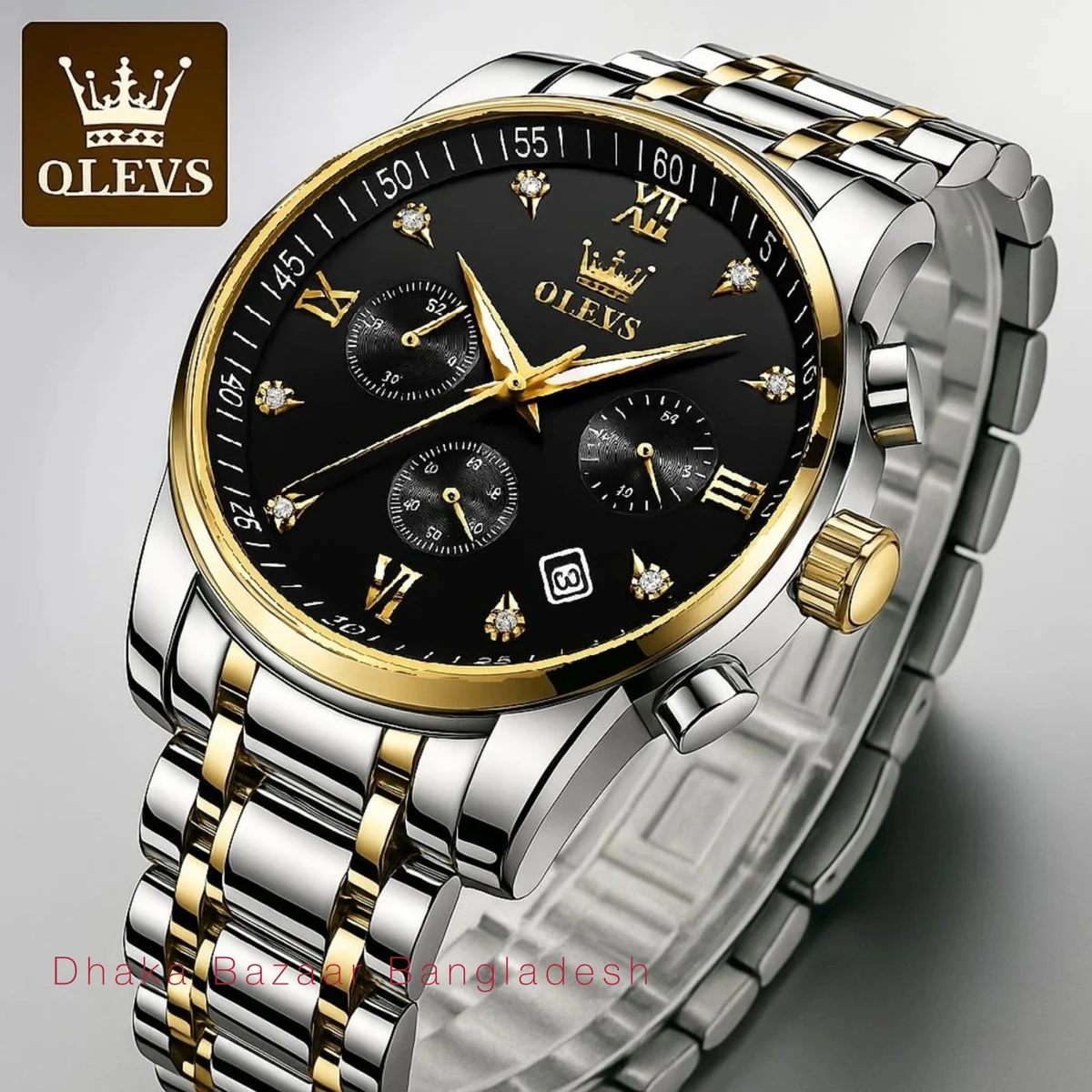 OLIVESZ 2200 নতুন ডিজাইনের পুরুষদের জন্য ঘড়ি SILVER GOLDEN BLACK