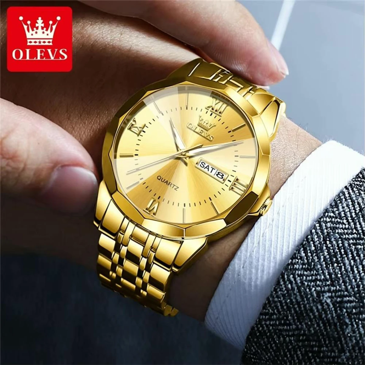 OLIVESZ নতুন ডিজাইনের পুরুষদের জন্য ঘড়ি GOLDEN