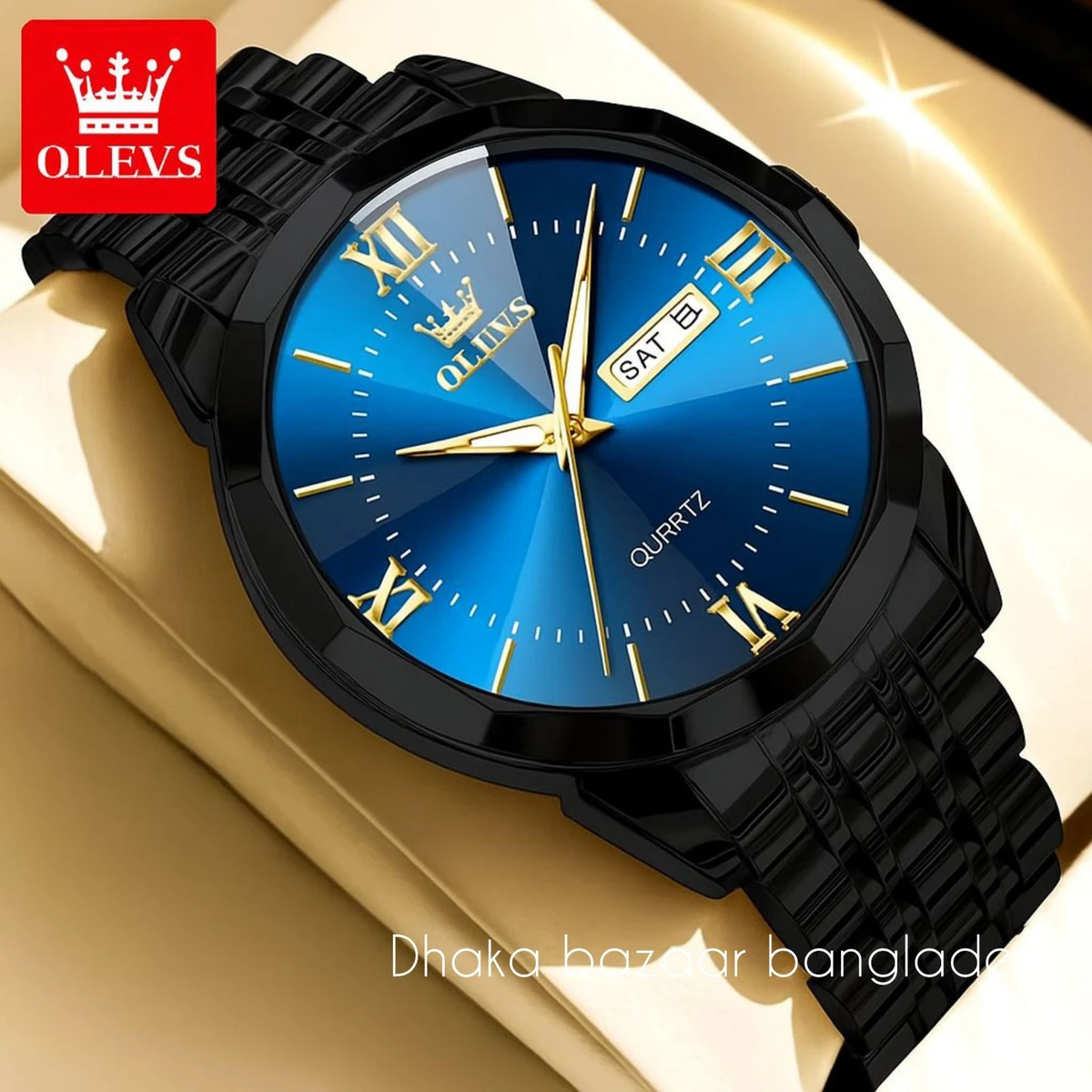 OLIVESZ নতুন ডিজাইনের পুরুষদের জন্য ঘড়ি BLACK BLUE