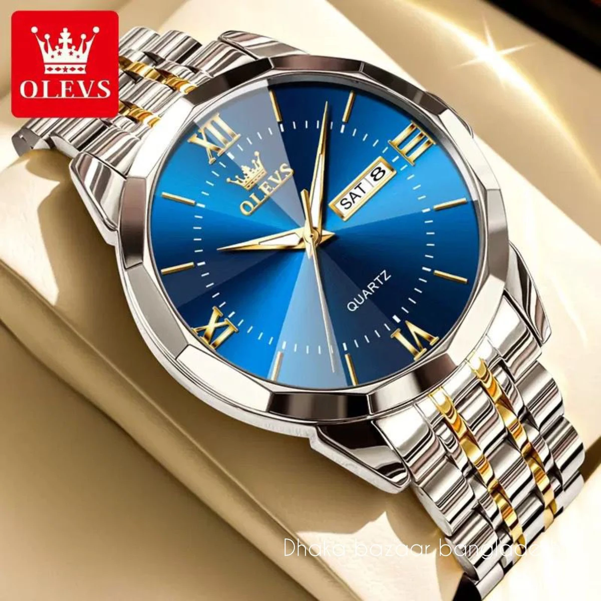 OliveZ নতুন ডিজাইনের পুরুষদের জন্য ঘড়ি BSILVER GOLDEN BLUE