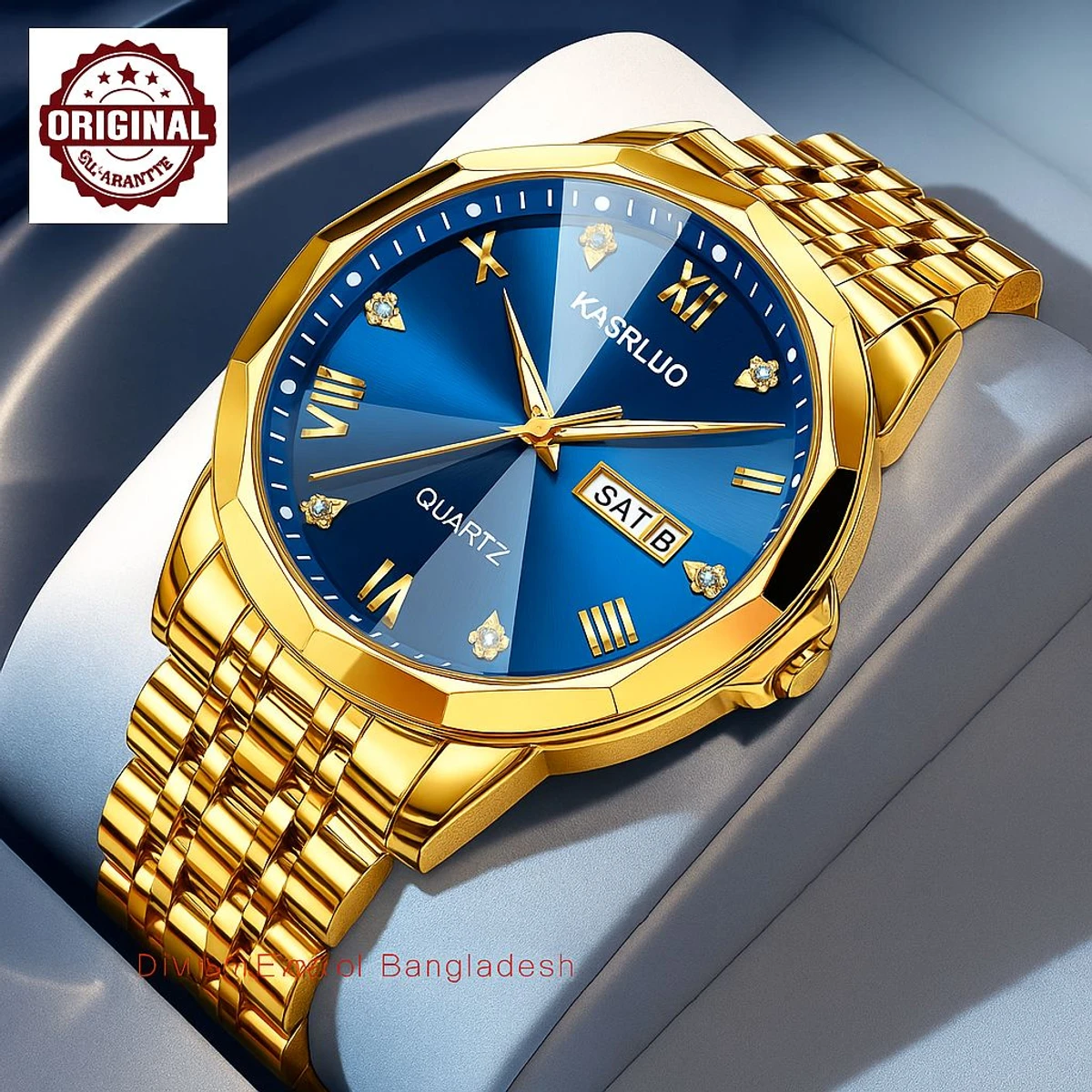 KAS MAN নতুন ডিজাইনের পুরুষদের জন্য ঘড়ি GOLDEN BLUE