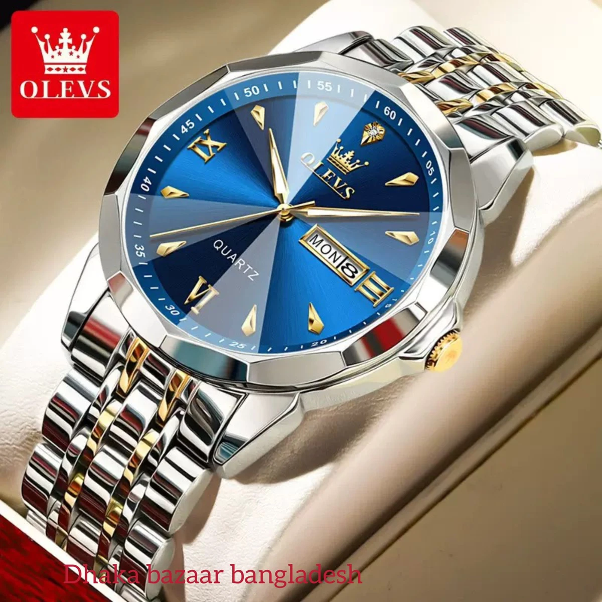 OliveZ নতুন ডিজাইনের পুরুষদের জন্য ঘড়ি BSILVER GOLDEN BLUE