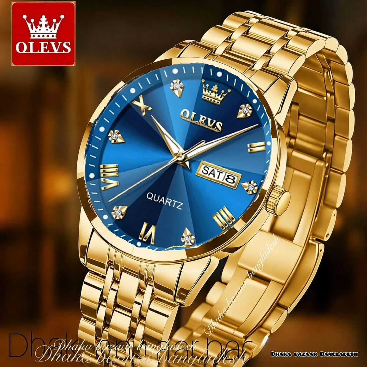 OliveZ নতুন ডিজাইনের পুরুষদের জন্য ঘড়ি GOLDEN BLUE