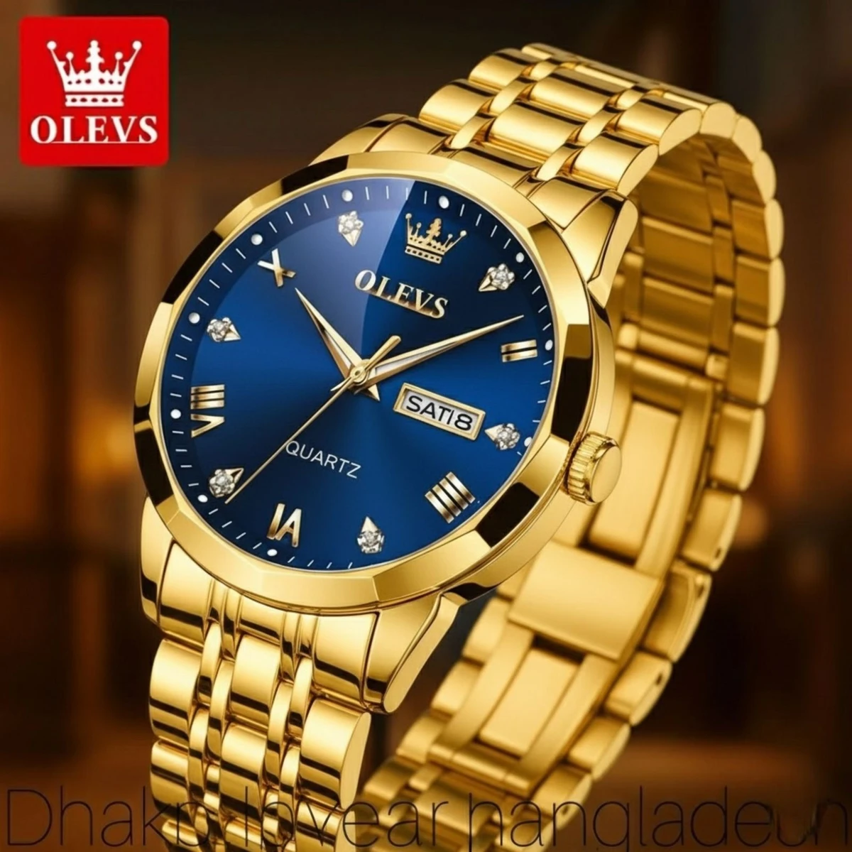 OliveZ নতুন ডিজাইনের পুরুষদের জন্য ঘড়ি GOLDEN BLUE