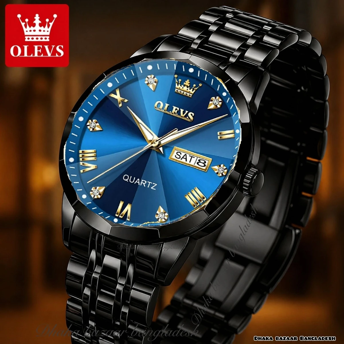 OliveZ নতুন ডিজাইনের পুরুষদের জন্য ঘড়ি BLACK BLUE