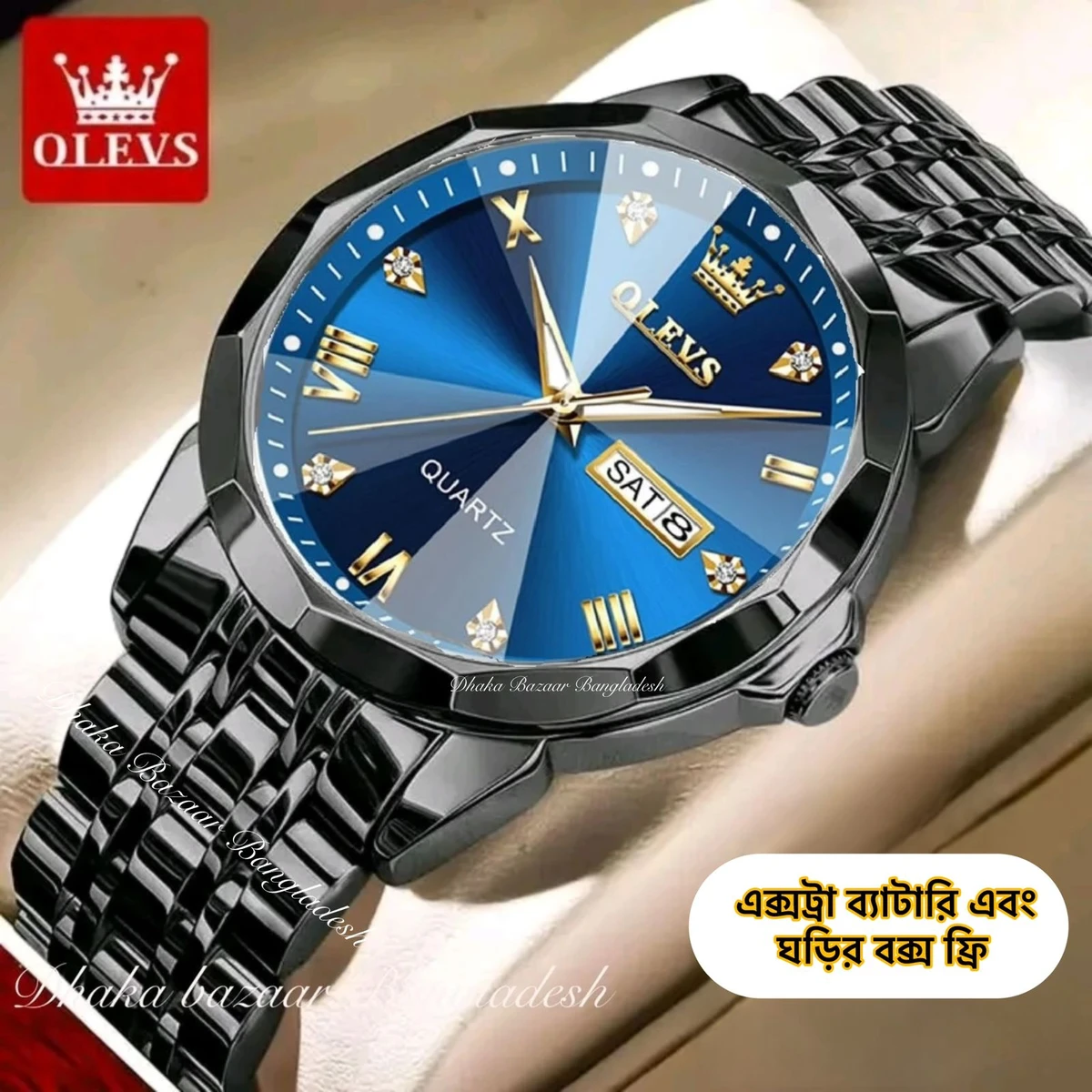 OliveZ নতুন ডিজাইনের পুরুষদের জন্য ঘড়ি BLACK BLUE