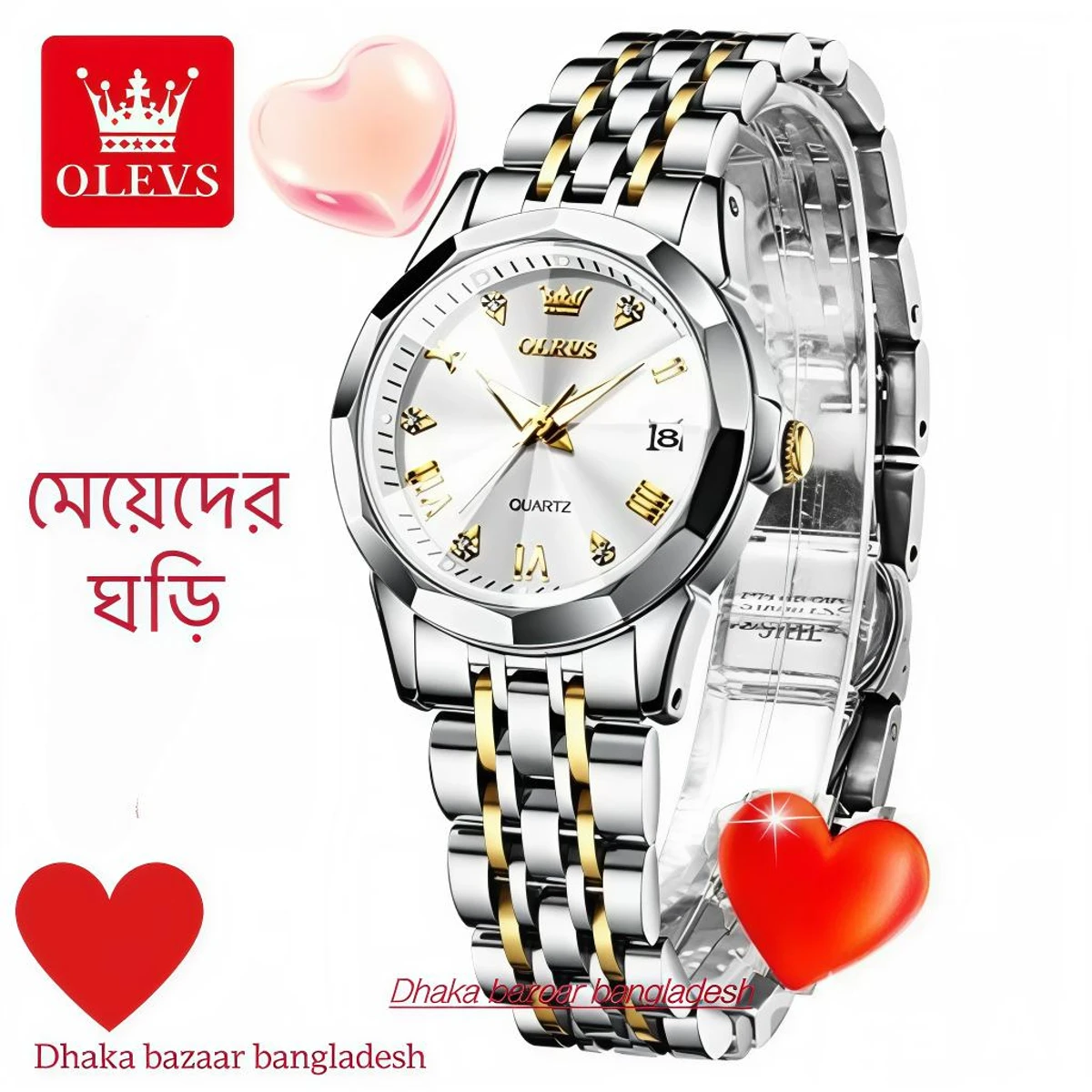 WOMAN OLIVES 81999 নতুন ডিজাইনের মেয়েদের জন্য ঘড়ি SILVER GOLDEN WHITE