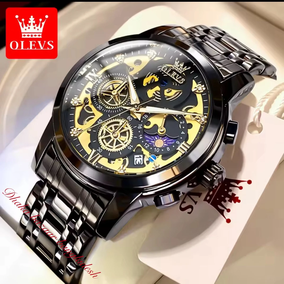 3352 OliveZ নতুন ডিজাইনের পুরুষদের জন্য ঘড়ি BLACK