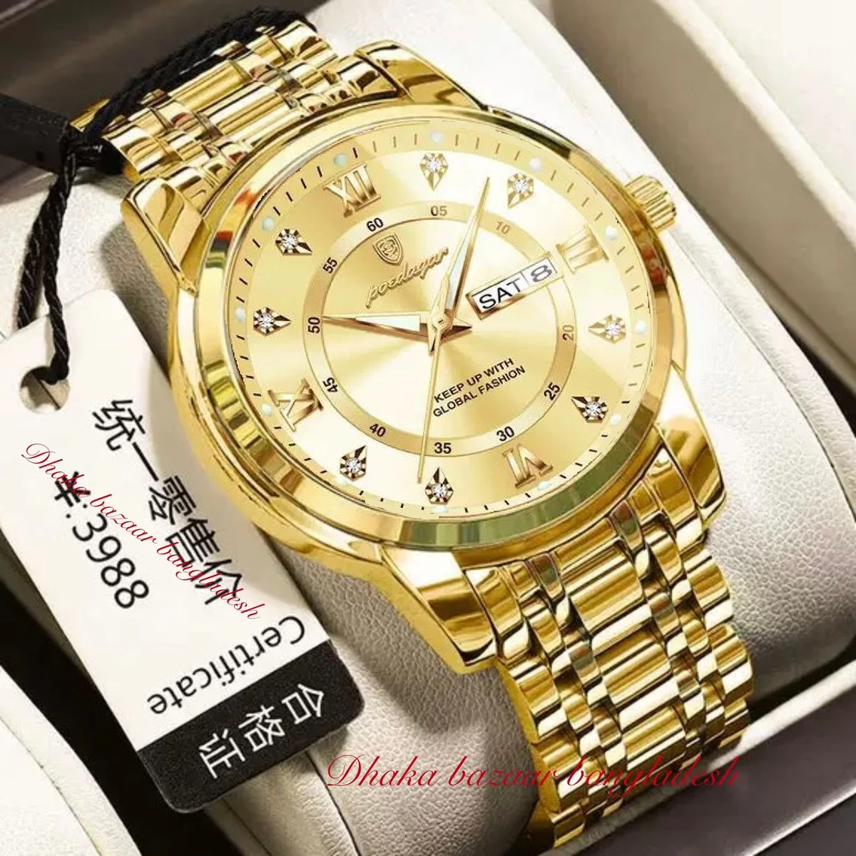 PEODAGOR 6577 নতুন ডিজাইনের পুরুষদের জন্য ঘড়ি GOLDEN