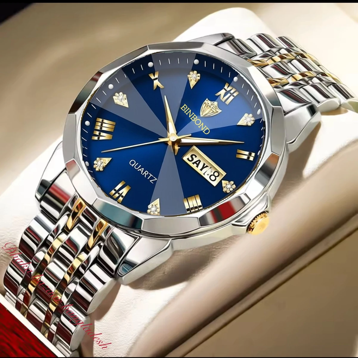 BIN OLI নতুন ডিজাইনের পুরুষদের জন্য ঘড়ি SILVER GOLDEN BLUE