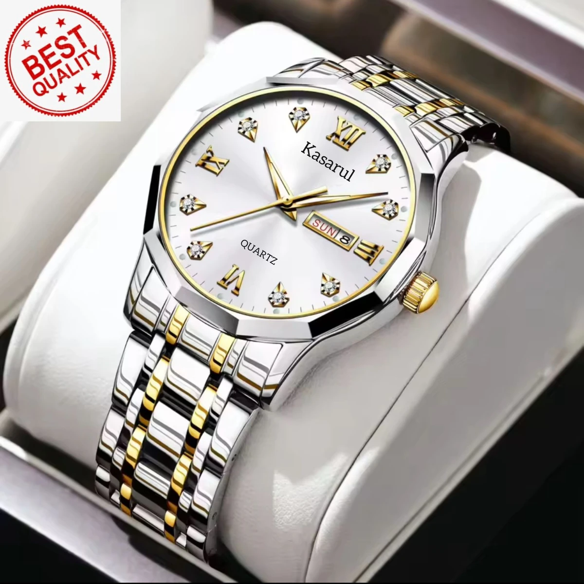 KAS MAN নতুন ডিজাইনের পুরুষদের জন্য ঘড়ি SILVER GOLDEN WHITE