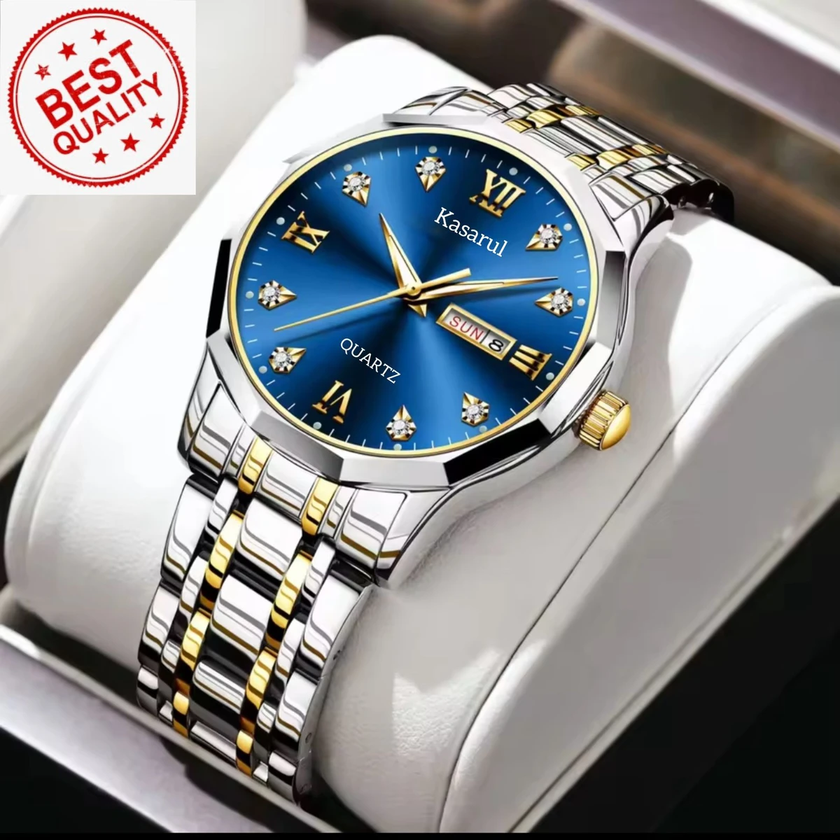 KAS MAN নতুন ডিজাইনের পুরুষদের জন্য ঘড়ি SILVER GOLDEN BLUE