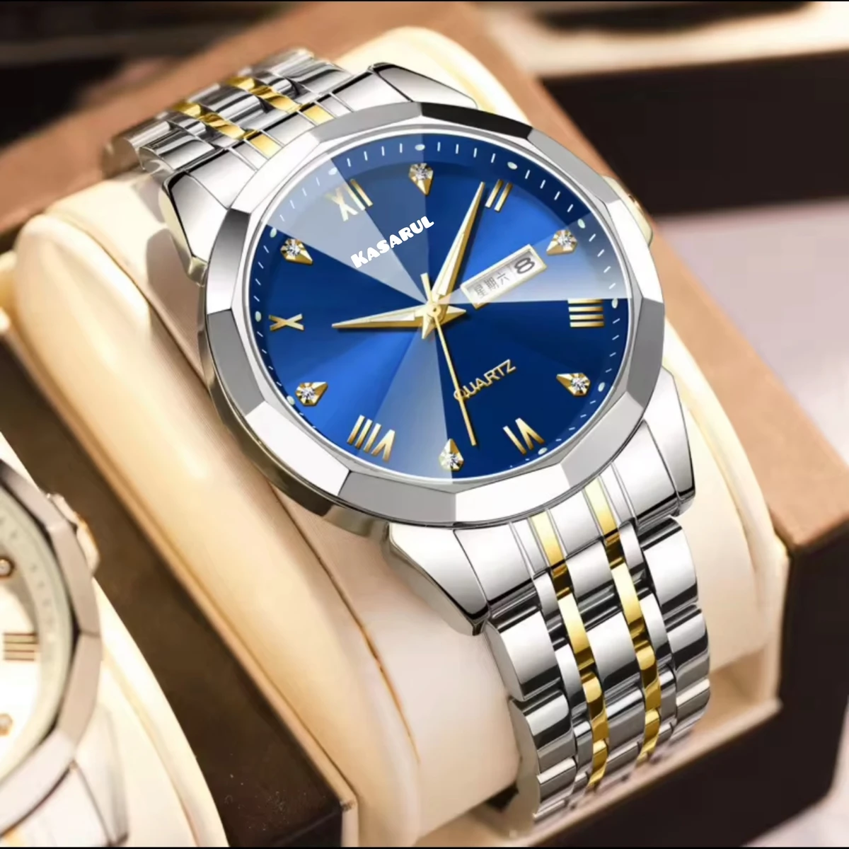 KAS MAN নতুন ডিজাইনের পুরুষদের জন্য ঘড়ি SILVER GOLDEN BLUE